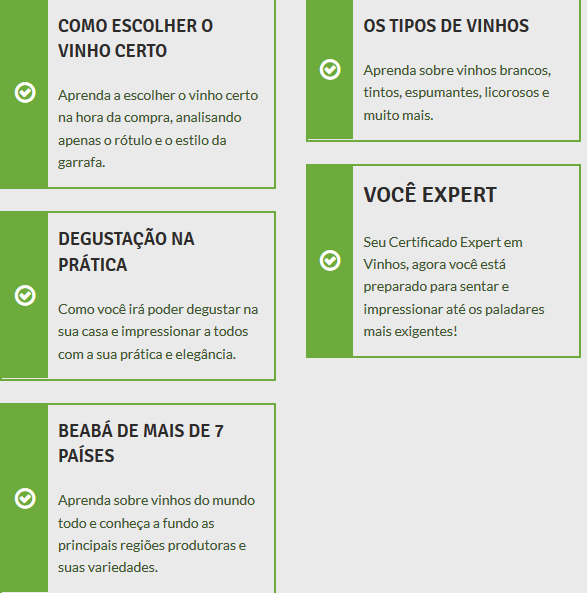 oque vou aprender com o treinamento EXPERT EM VINHOS